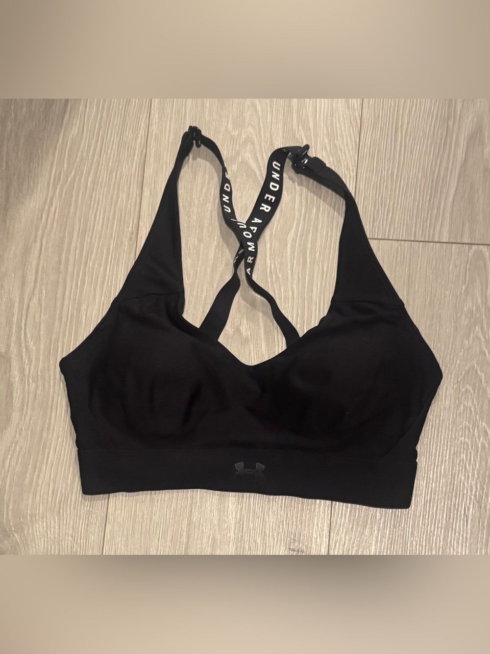 Under Armour Black Strappy Logo-Back Sports Bra XS